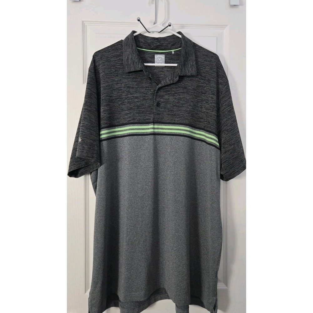 CALLAWAY OPTI DRY SHORT SLEEVE POLO GOLF SHIRT 2XL Grey, Green, Black